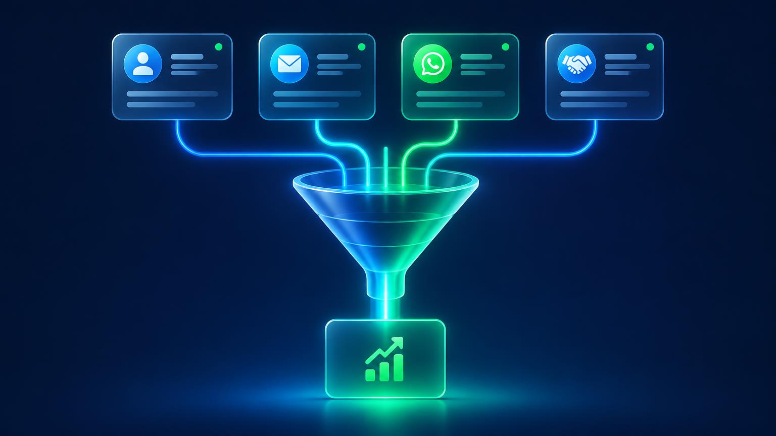 Flusso di automazione CRM: contatti, email e WhatsApp che diventano clienti