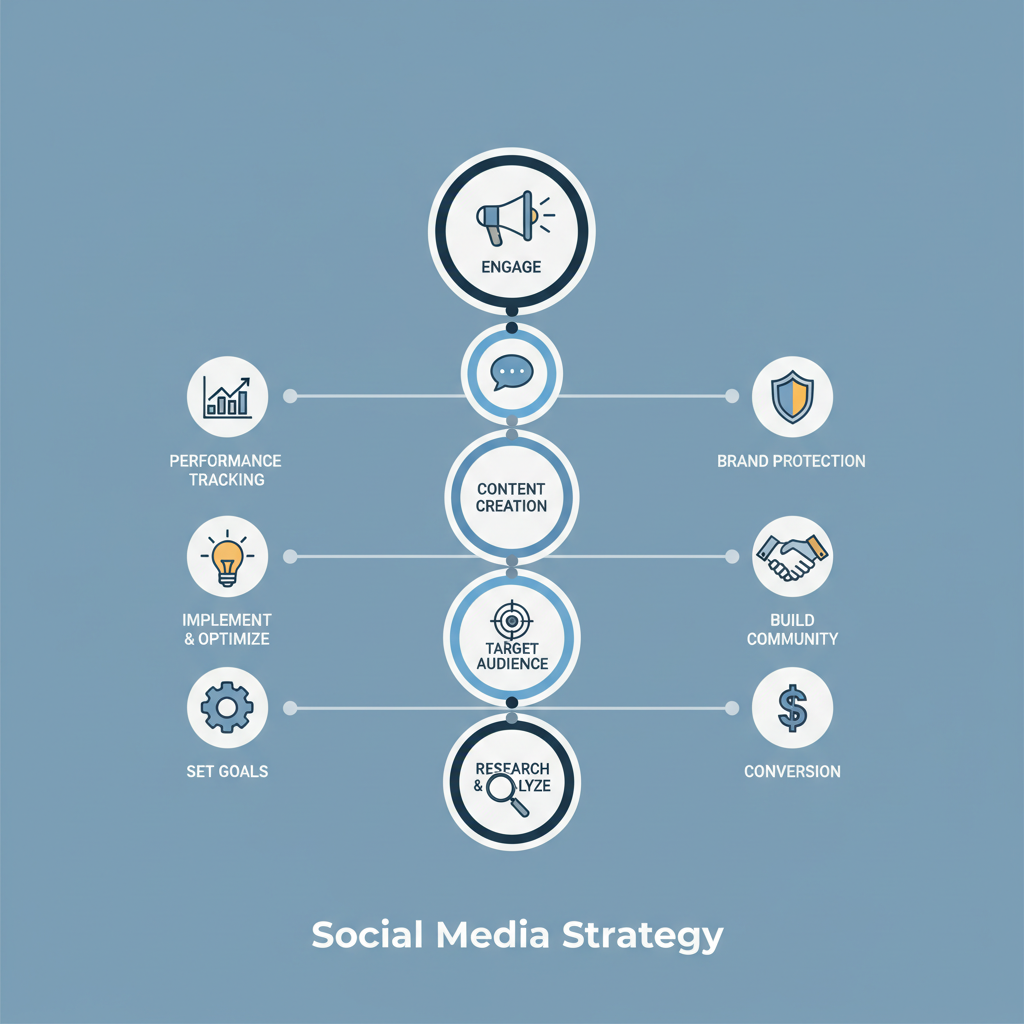 Infografica: Social Media: Dal piano alla pratica: implementazione: Strat - strategie e best practice