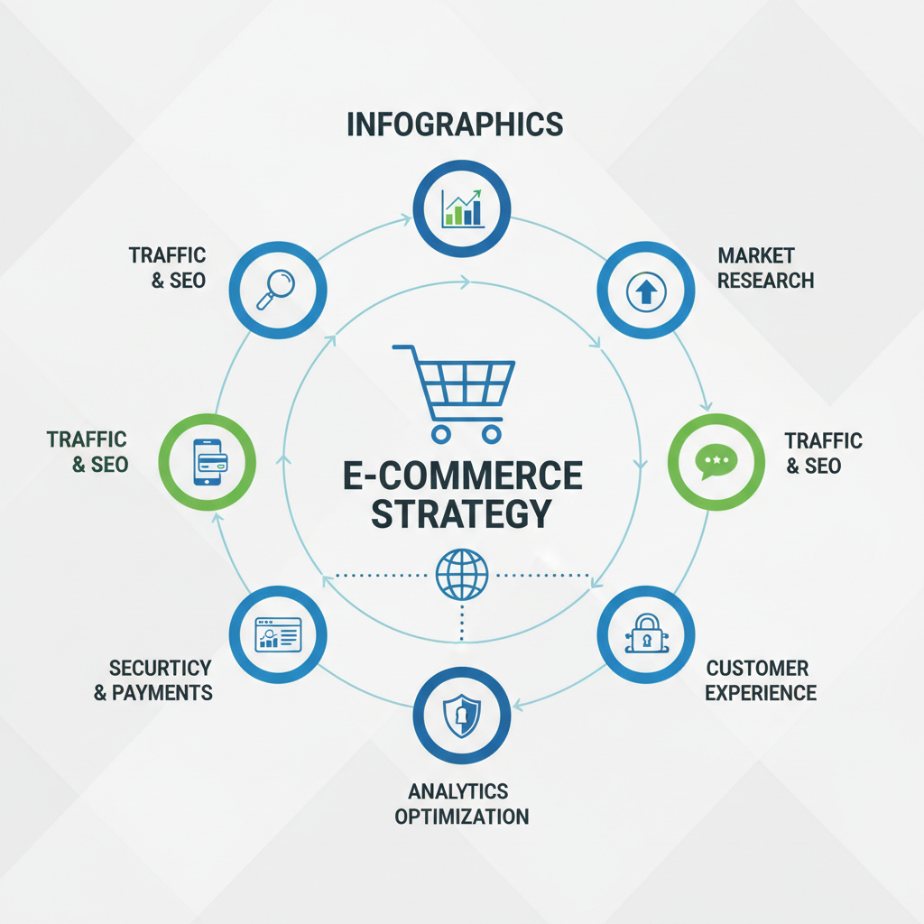 Infografica: E-commerce: Dal piano alla pratica: implementazione: Approfo - strategie e best practice