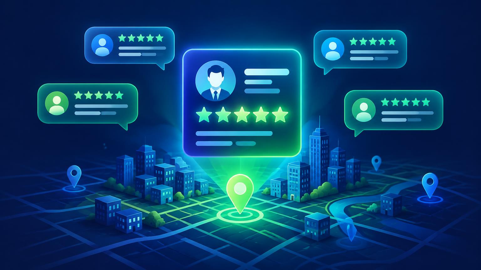 Scheda Google Business Profile con recensioni a cinque stelle sulla mappa locale